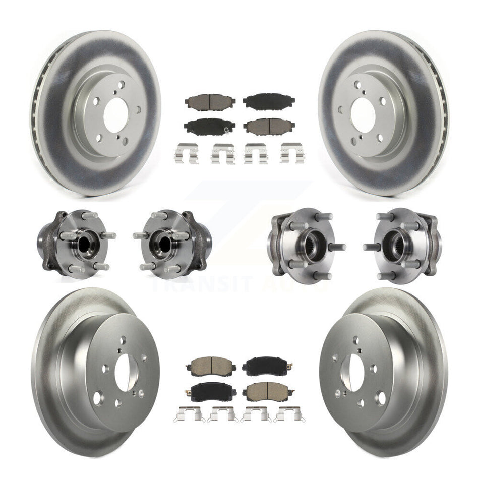Front Rear Hub Bearings Assembly Coated Disc Brake Rotors And Ceramic Pads Kit (10Pc) For 2017-2019 Subaru Impreza With 276mm Diameter Rotor KBB-120625