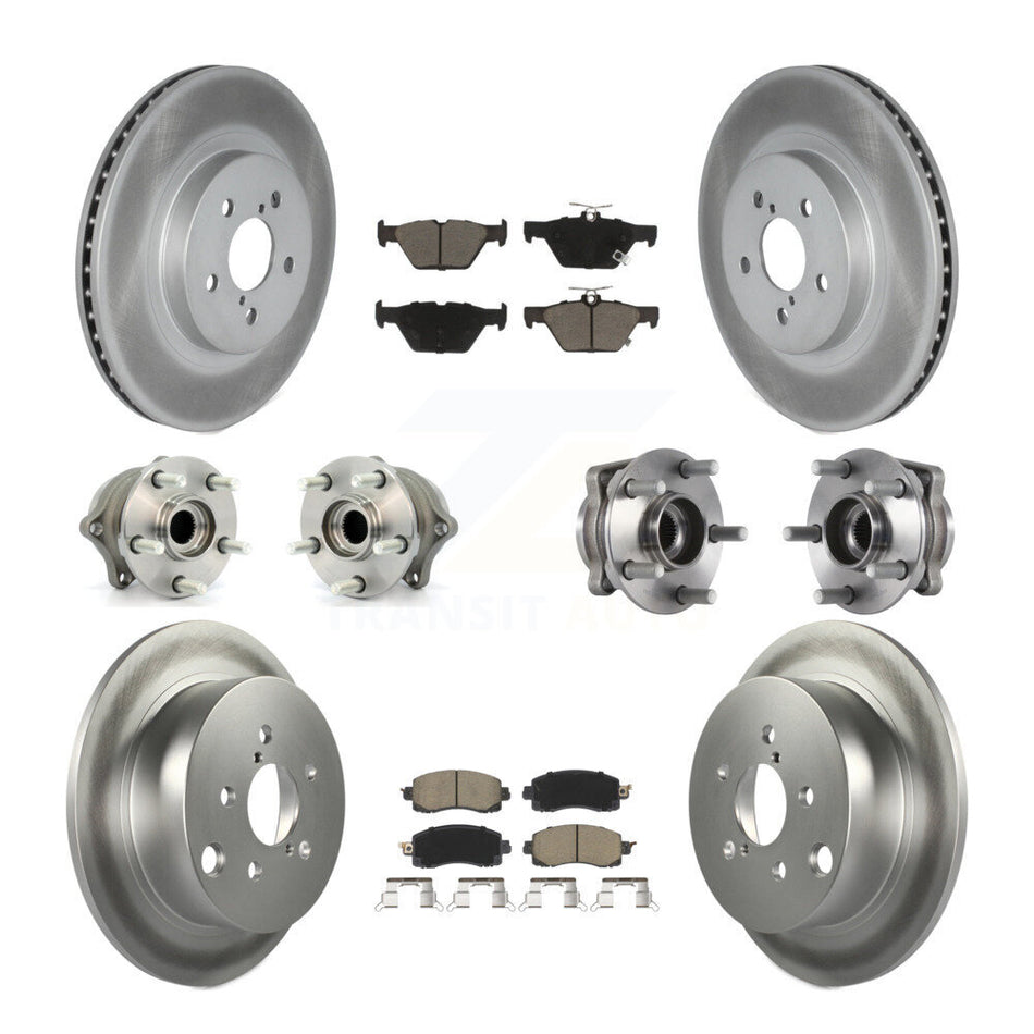 Front Rear Hub Bearings Assembly Coated Disc Brake Rotors And Ceramic Pads Kit (10Pc) For Subaru Crosstrek KBB-120626
