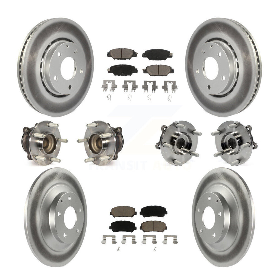 Front Rear Hub Bearings Assembly Coated Disc Brake Rotors And Ceramic Pads Kit (10Pc) For Mazda CX-5 KBB-120628