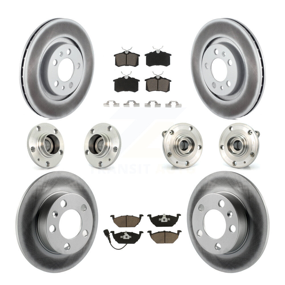 Front Rear Hub Bearing Coated Brake Rotor Pads Kit (10Pc) For 07-09 Volkswagen Jetta City KBB-120631