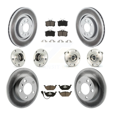 Front Rear Hub Bearing Coated Brake Rotor Pads Kit (10Pc) For 07-09 Volkswagen Jetta City KBB-120631