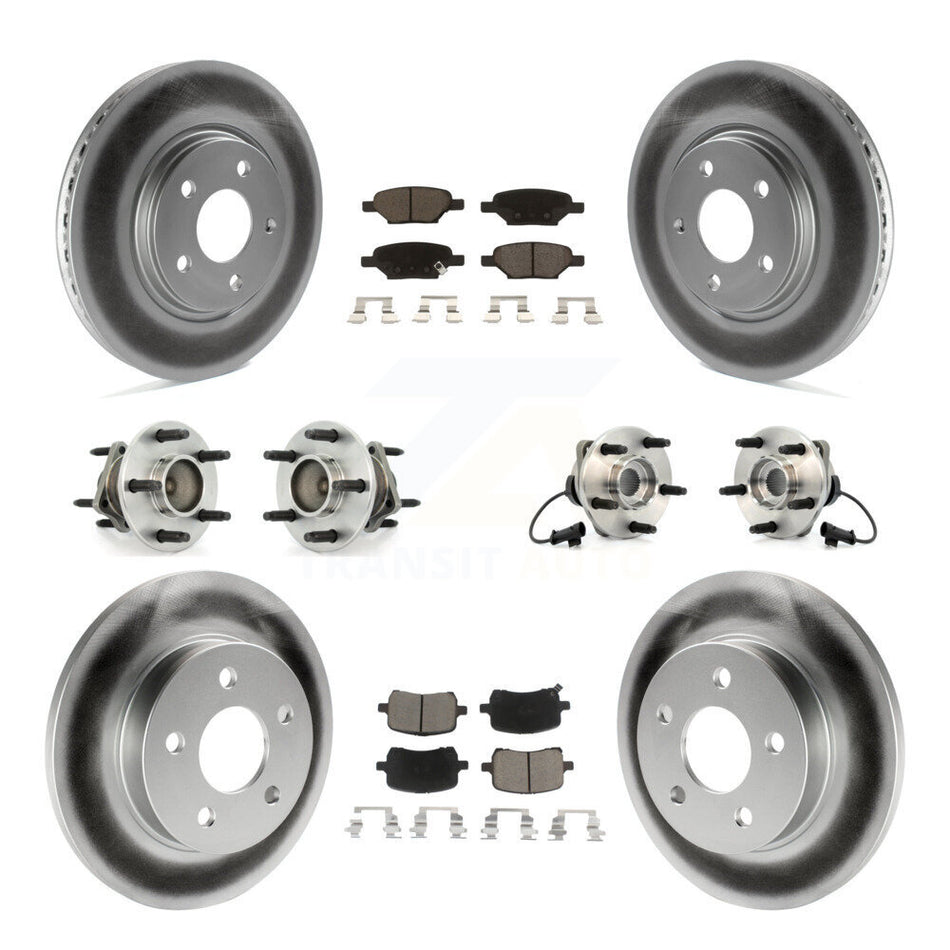 Front Rear Hub Bearings Assembly Coated Disc Brake Rotors And Ceramic Pads Kit (10Pc) For Chevrolet Malibu HHR Pontiac G6 KBB-120635