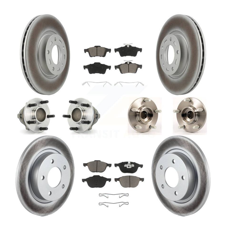 Front Rear Hub Bearings Assembly Coated Disc Brake Rotors And Ceramic Pads Kit (10Pc) For Mazda 3 2.3L with 4-Wheel ABS KBB-120639