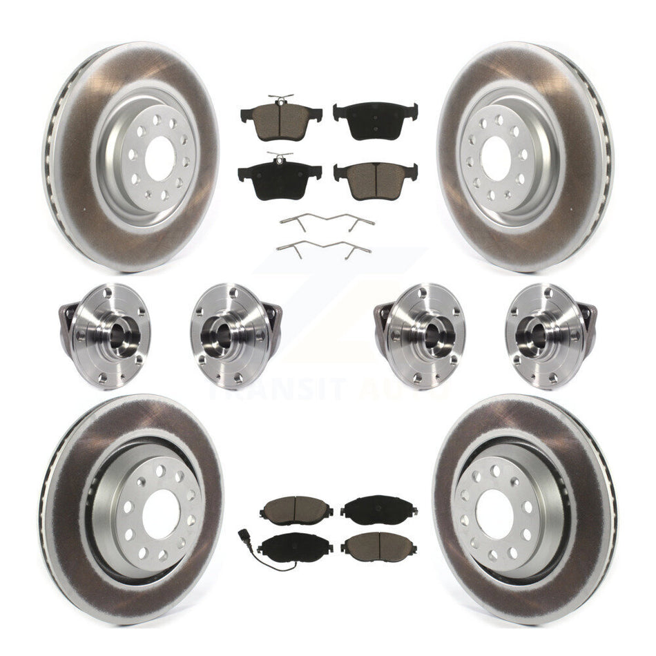 Front Rear Hub Bearings Assembly Coated Disc Brake Rotors And Ceramic Pads Kit (10Pc) For Audi Q3 Volkswagen Arteon KBB-120654