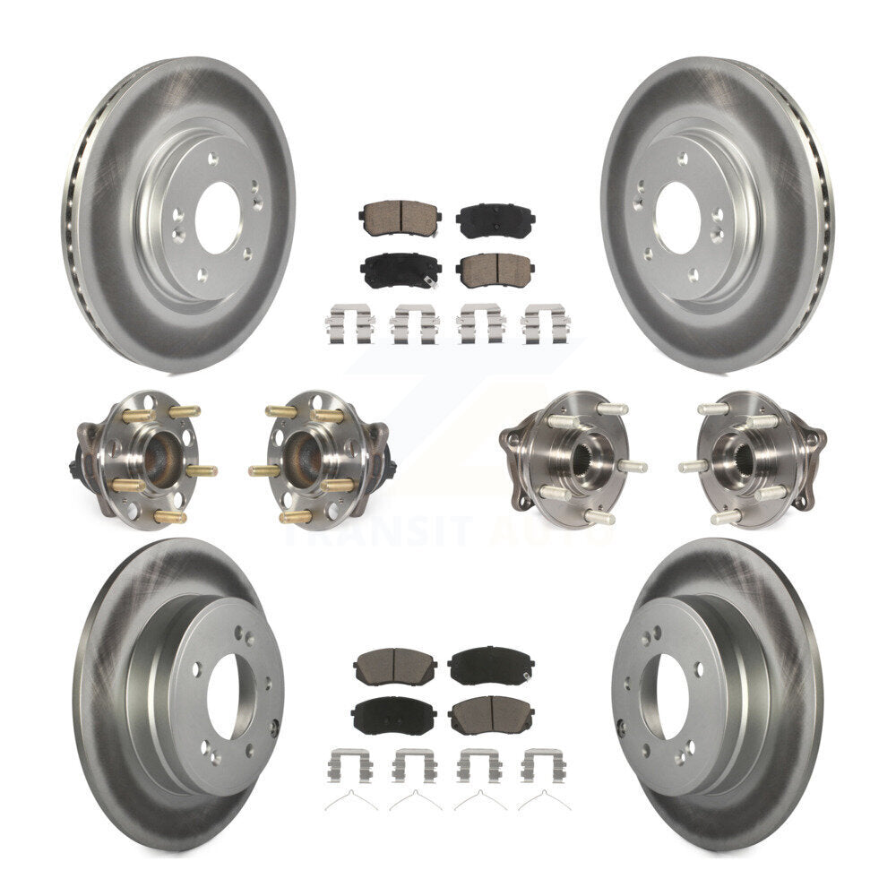 Front Rear Hub Bearing Coated Disc Brake Rotor And Ceramic Pads Kit (10Pc) For Kia Optima KBB-120661