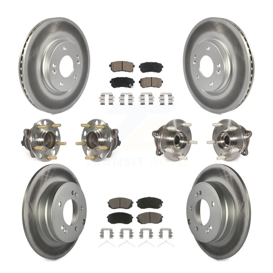 Front Rear Hub Bearing Coated Disc Brake Rotor And Ceramic Pads Kit (10Pc) For Kia Optima KBB-120661