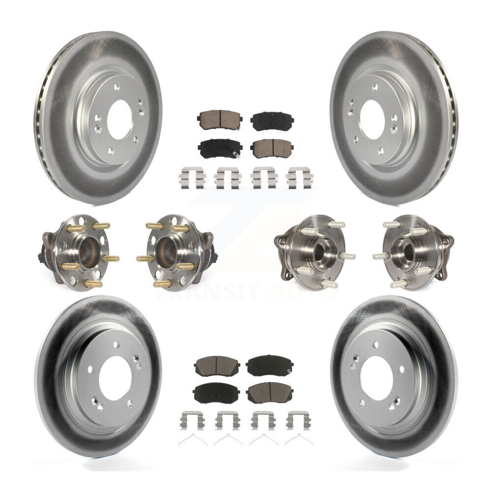 Front Rear Hub Bearing Coated Disc Brake Rotor And Ceramic Pads Kit (10Pc) For Kia Optima KBB-120662