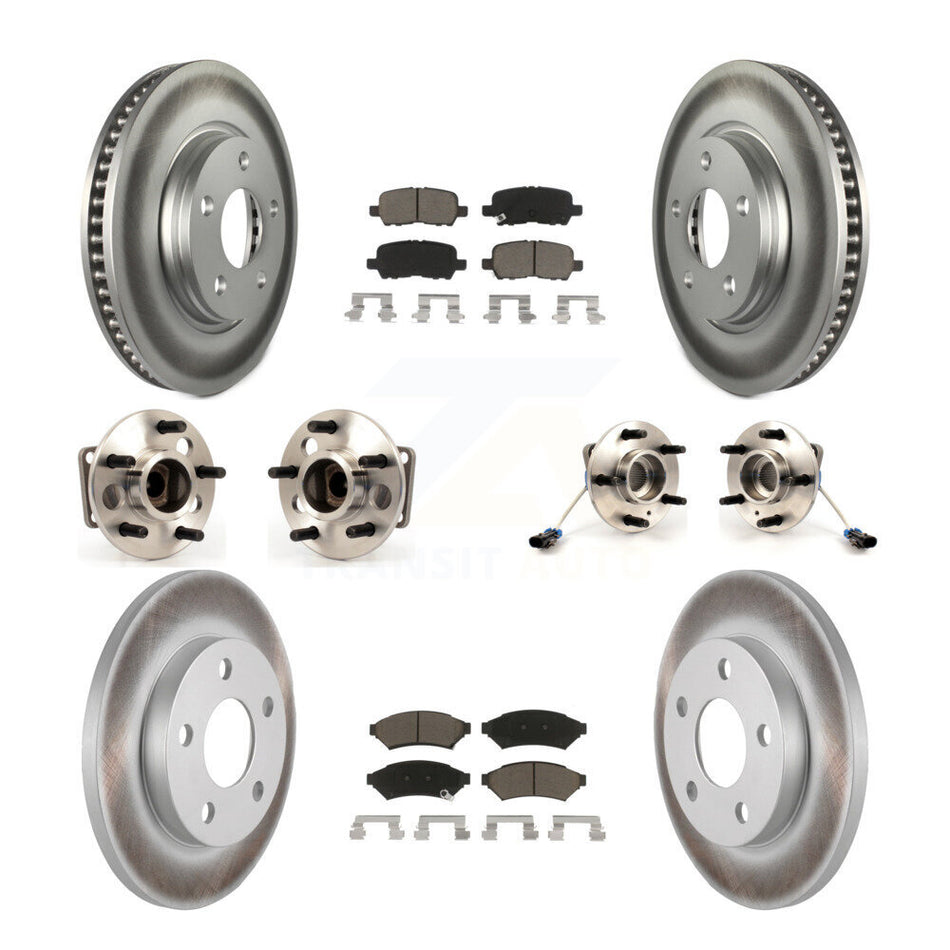 Front Rear Hub Bearings Assembly Coated Disc Brake Rotors And Ceramic Pads Kit (10Pc) For Pontiac Grand Prix Buick LaCrosse Allure KBB-120670