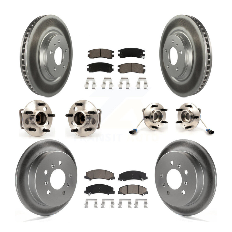 Front Rear Hub Bearings Assembly Coated Disc Brake Rotors And Ceramic Pads Kit (10Pc) For Buick LaCrosse Allure KBB-120672