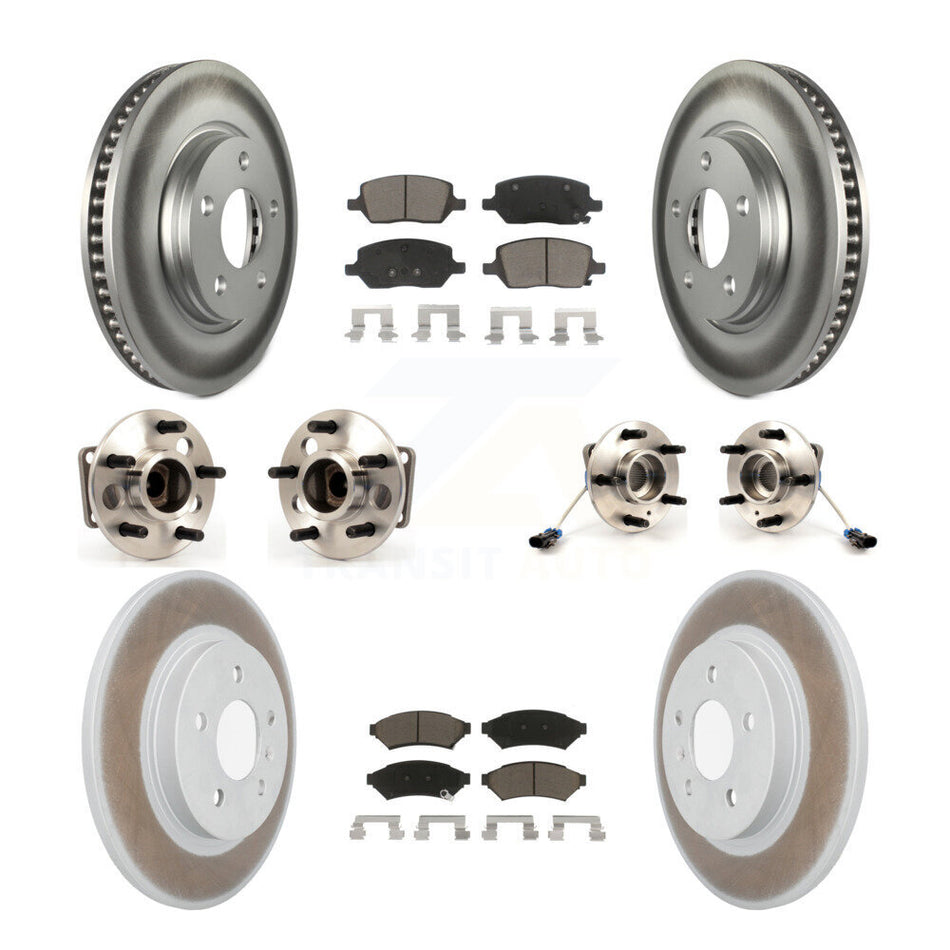 Front Rear Hub Bearings Assembly Coated Disc Brake Rotors And Ceramic Pads Kit (10Pc) For 2005-2005 Chevrolet Uplander Buick Terraza 4 Hole Rectangular Flange FWD KBB-120674