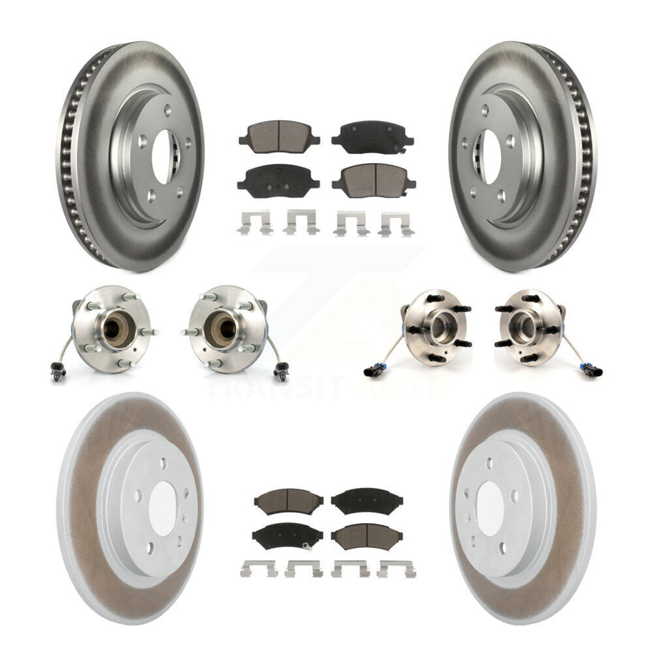Front Rear Hub Bearings Coated Disc Brake Rotors And Ceramic Pads Kit (10Pc) For 2005-2005 Chevrolet Uplander Buick Terraza 3 Hole Flange or Triangular FWD KBB-120675
