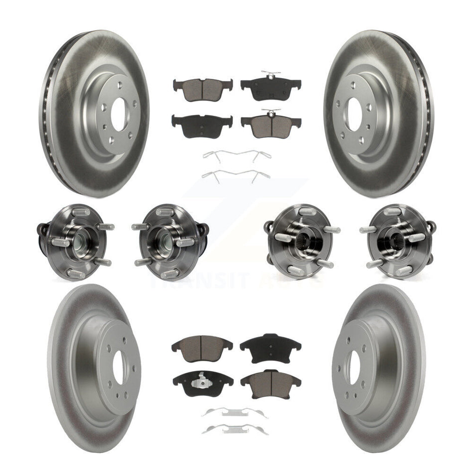 Front Rear Hub Bearings Assembly Coated Disc Brake Rotors And Ceramic Pads Kit (10Pc) For Ford Fusion Lincoln MKZ KBB-120676