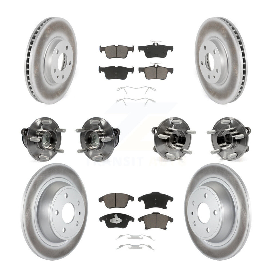 Front Rear Hub Bearings Assembly Coated Disc Brake Rotors And Ceramic Pads Kit (10Pc) For Ford Fusion Lincoln MKZ KBB-120678
