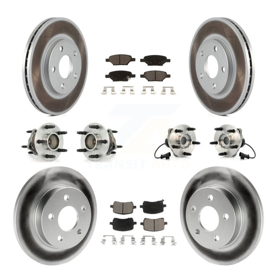 Front Rear Hub Bearing Assembly Coated Disc Brake Rotor And Ceramic Pads Kit (10Pc) For 2004-2005 Chevrolet Malibu Drum rear brakes with 4-Wheel ABS With 276mm Diameter KBB-120686