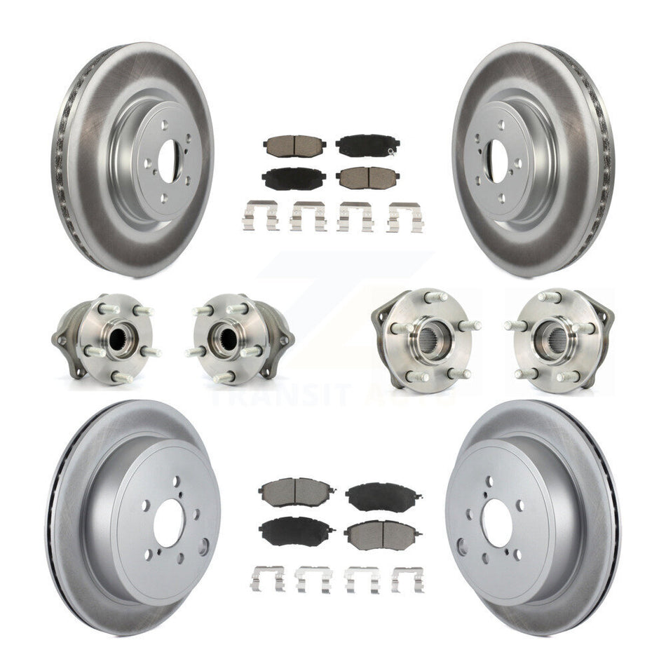 Front Rear Hub Bearings Assembly Coated Disc Brake Rotors And Ceramic Pads Kit (10Pc) For Subaru Outback Legacy KBB-120688