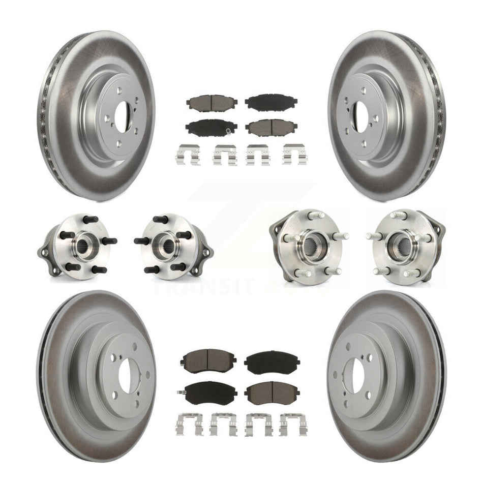 Front Rear Hub Bearings Assembly Coated Disc Brake Rotors And Ceramic Pads Kit (10Pc) For Subaru Legacy KBB-120690