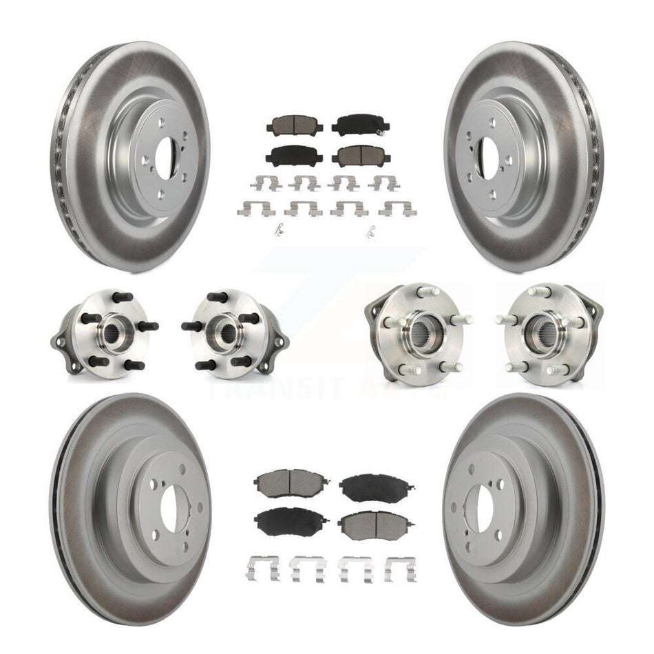 Front Rear Hub Bearings Assembly Coated Disc Brake Rotors And Ceramic Pads Kit (10Pc) For Subaru Legacy KBB-120691