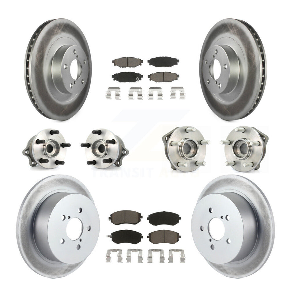 Front Rear Hub Bearings Assembly Coated Disc Brake Rotors And Ceramic Pads Kit (10Pc) For 2005-2005 Subaru Outback Legacy KBB-120693