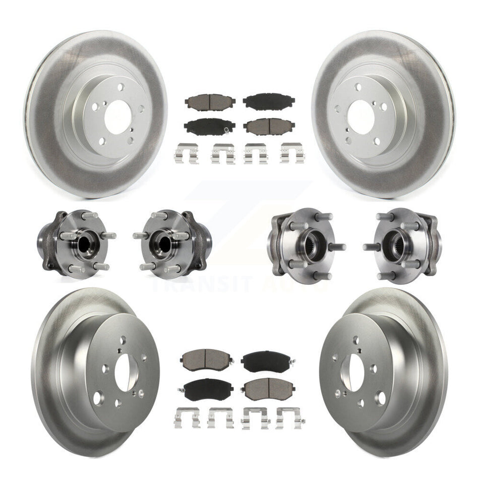 Front Rear Hub Bearings Assembly Coated Disc Brake Rotors And Ceramic Pads Kit (10Pc) For Subaru Forester Crosstrek XV With 292mm Diameter Rotor KBB-120696