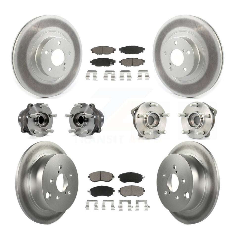 Front Rear Hub Bearings Assembly Coated Disc Brake Rotors And Ceramic Pads Kit (10Pc) For 2013 Subaru XV Crosstrek With 292mm Diameter Rotor KBB-120700