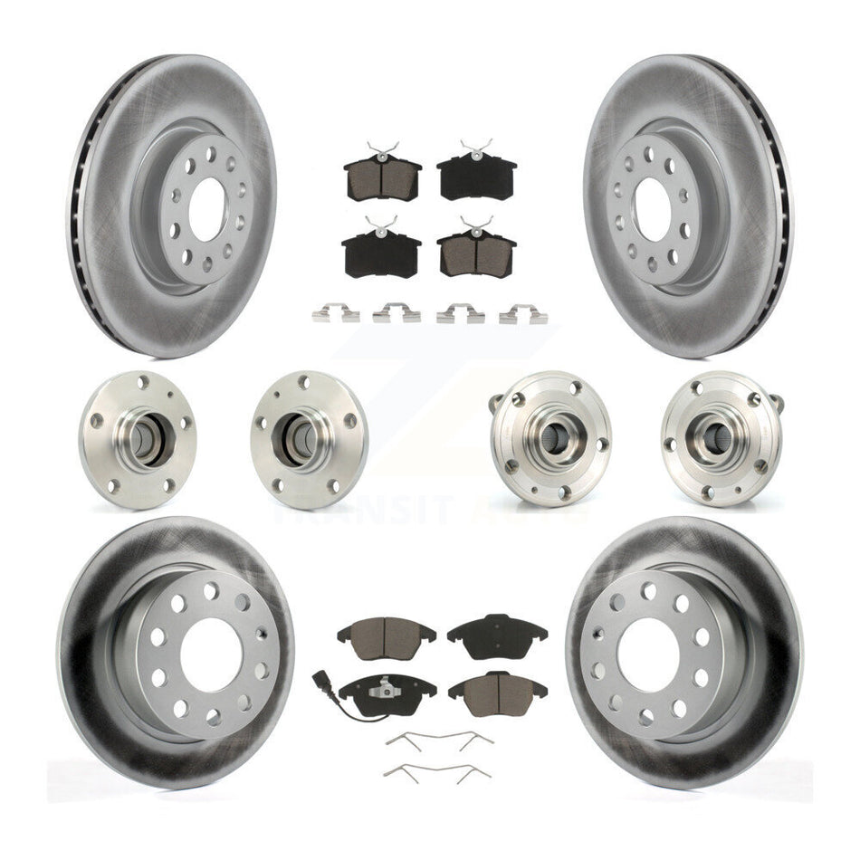 Front Rear Hub Bearings Assembly Coated Disc Brake Rotors And Ceramic Pads Kit (10Pc) For Volkswagen Jetta Beetle KBB-120714