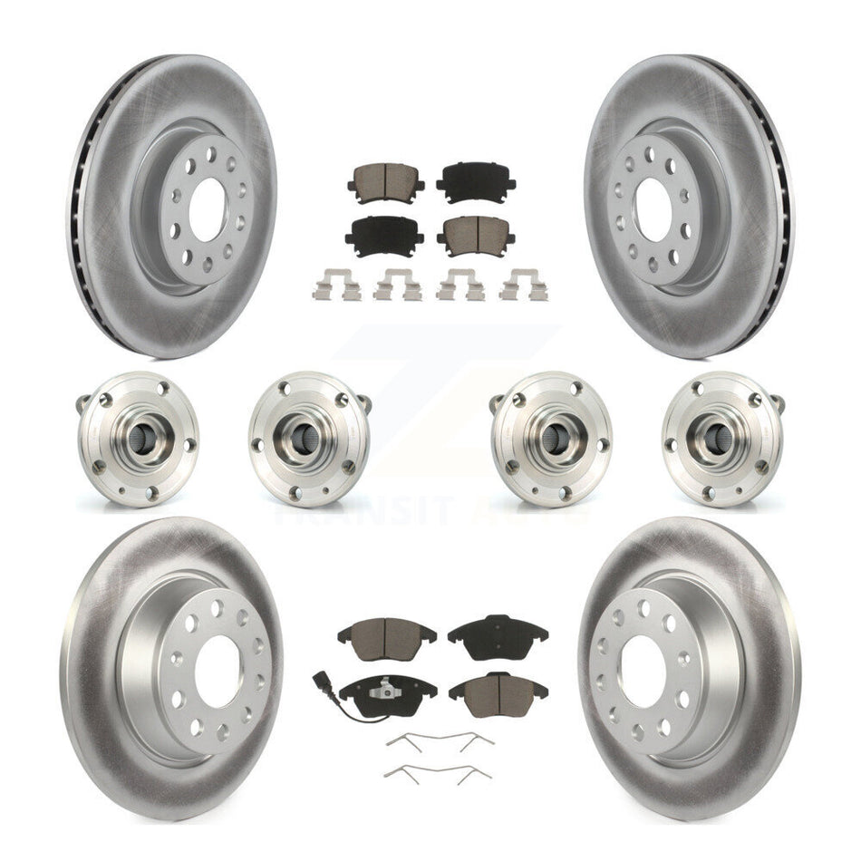 Front Rear Hub Bearings Assembly Coated Disc Brake Rotors And Ceramic Pads Kit (10Pc) For Volkswagen Passat Audi A3 Quattro KBB-120725
