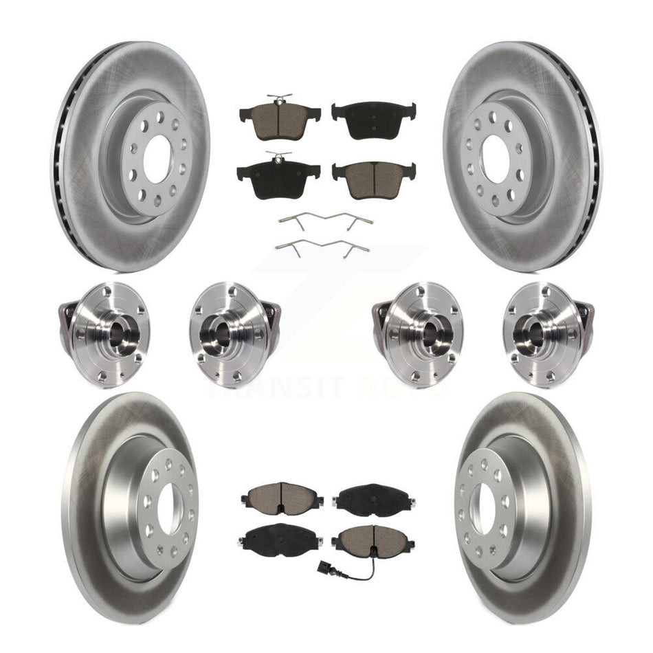 Front Rear Hub Bearings Coated Disc Brake Rotors And Pads Kit (10Pc) For Audi TT Quattro KBB-120728