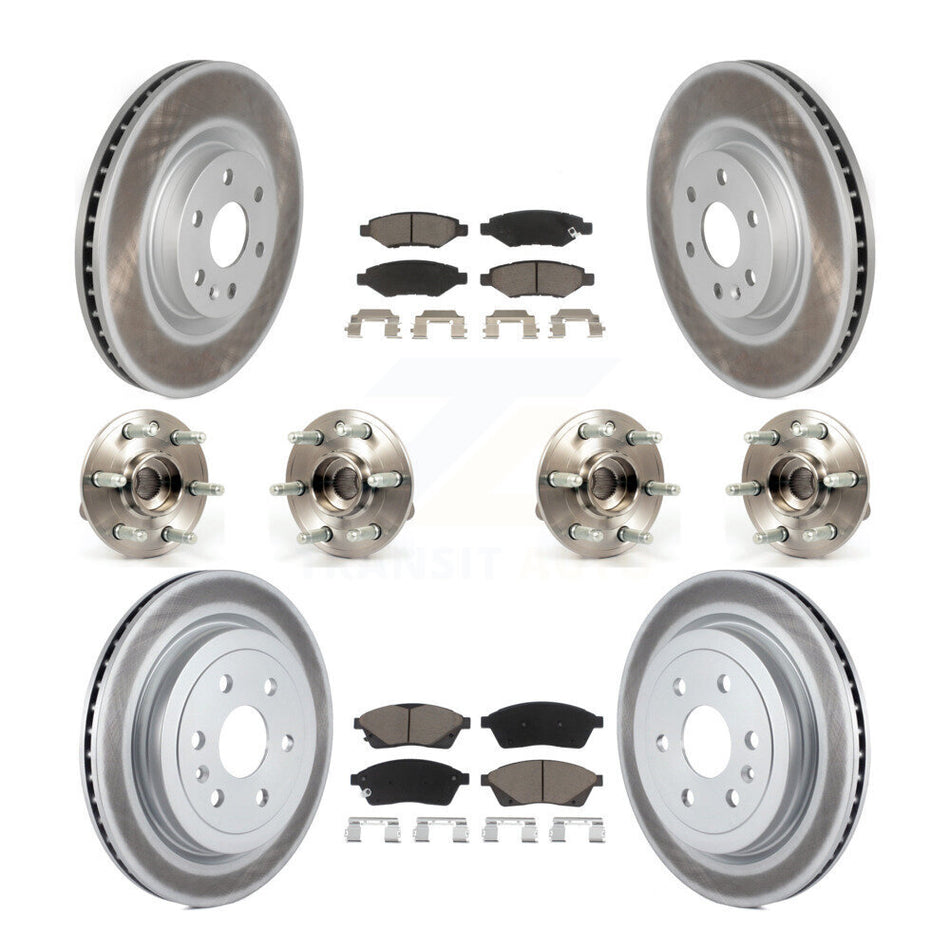 Front Rear Hub Bearings Assembly Coated Disc Brake Rotors And Ceramic Pads Kit (10Pc) For Cadillac SRX Saab 9-4X KBB-120746