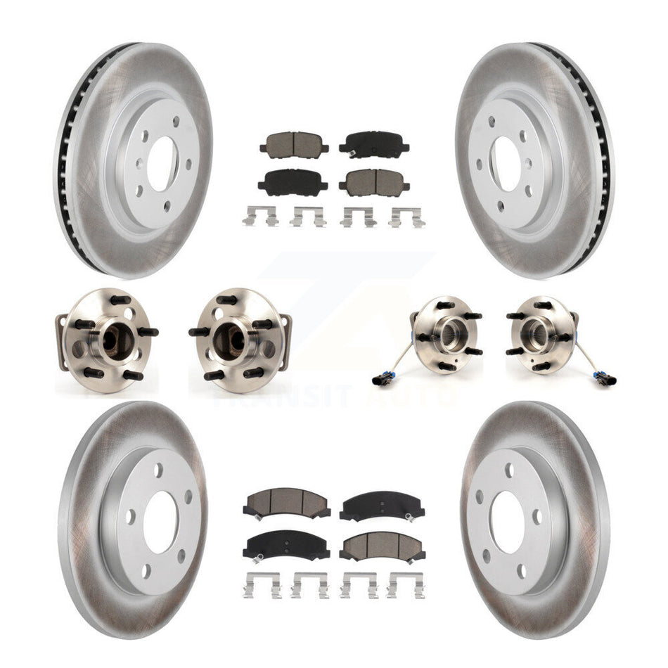 Front Rear Hub Bearings Assembly Coated Disc Brake Rotors And Ceramic Pads Kit (10Pc) For Chevrolet Impala Limited KBB-120752