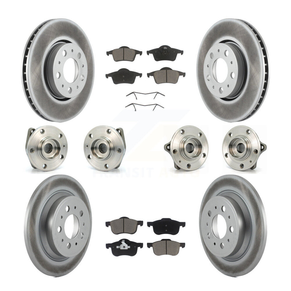 Front Rear Hub Bearings Assembly Coated Disc Brake Rotors And Ceramic Pads Kit (10Pc) For Volvo S60 XC70 V70 S80 KBB-120765