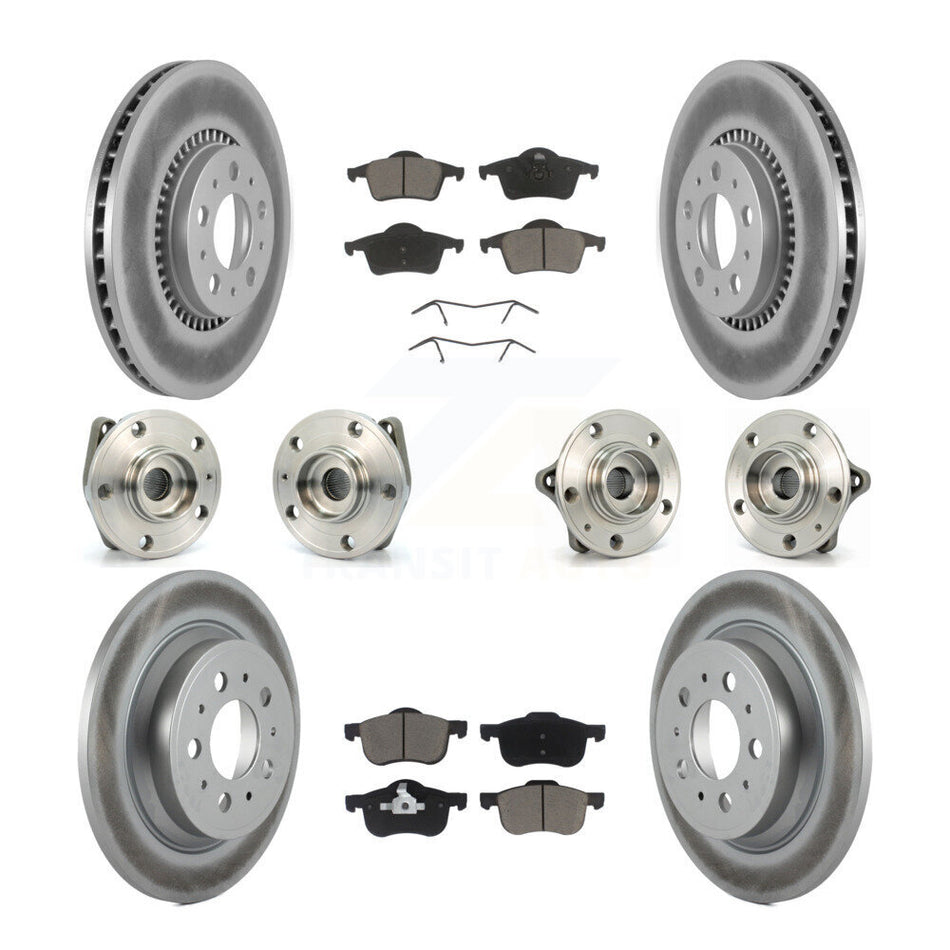 Front Rear Hub Bearings Assembly Coated Disc Brake Rotors And Ceramic Pads Kit (10Pc) For Volvo S60 XC70 V70 S80 KBB-120767