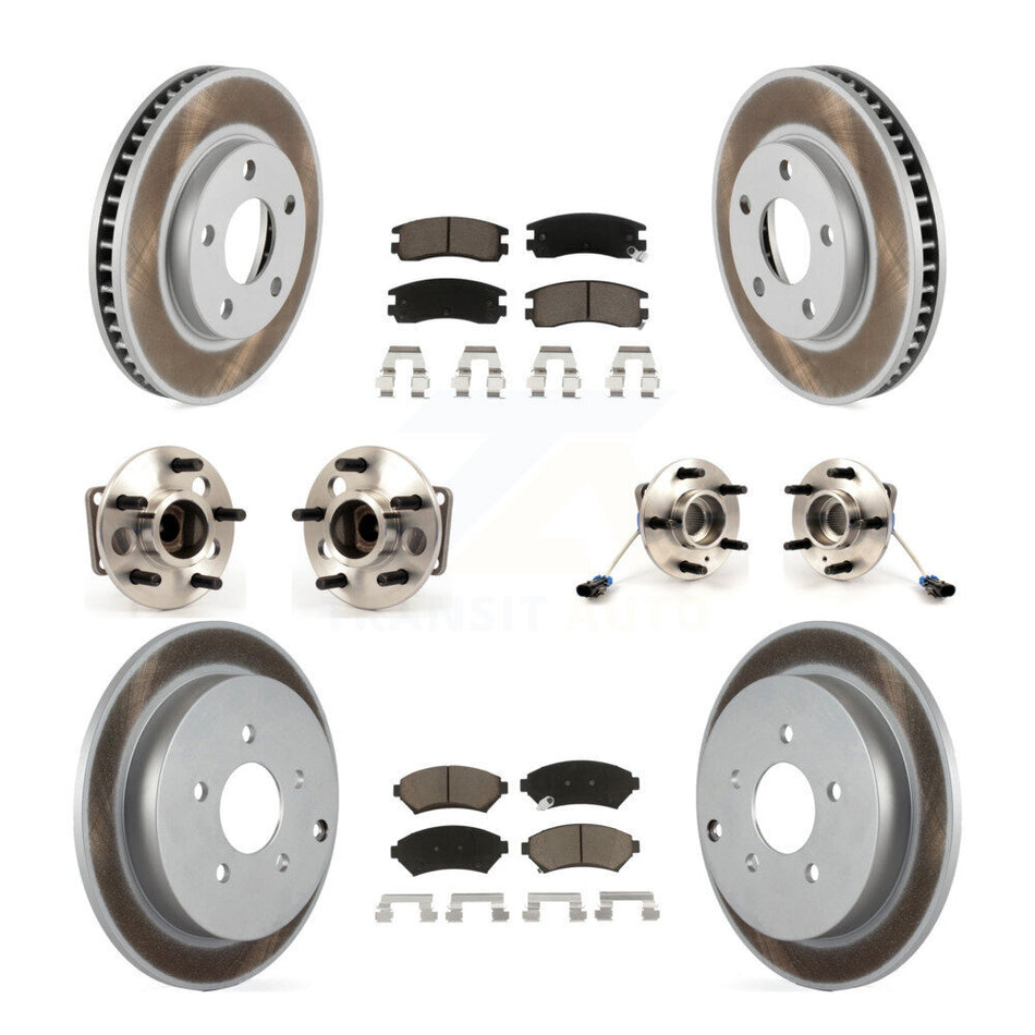 Front Rear Hub Bearings Assembly Coated Disc Brake Rotors And Ceramic Pads Kit (10Pc) For Pontiac Montana KBB-120770