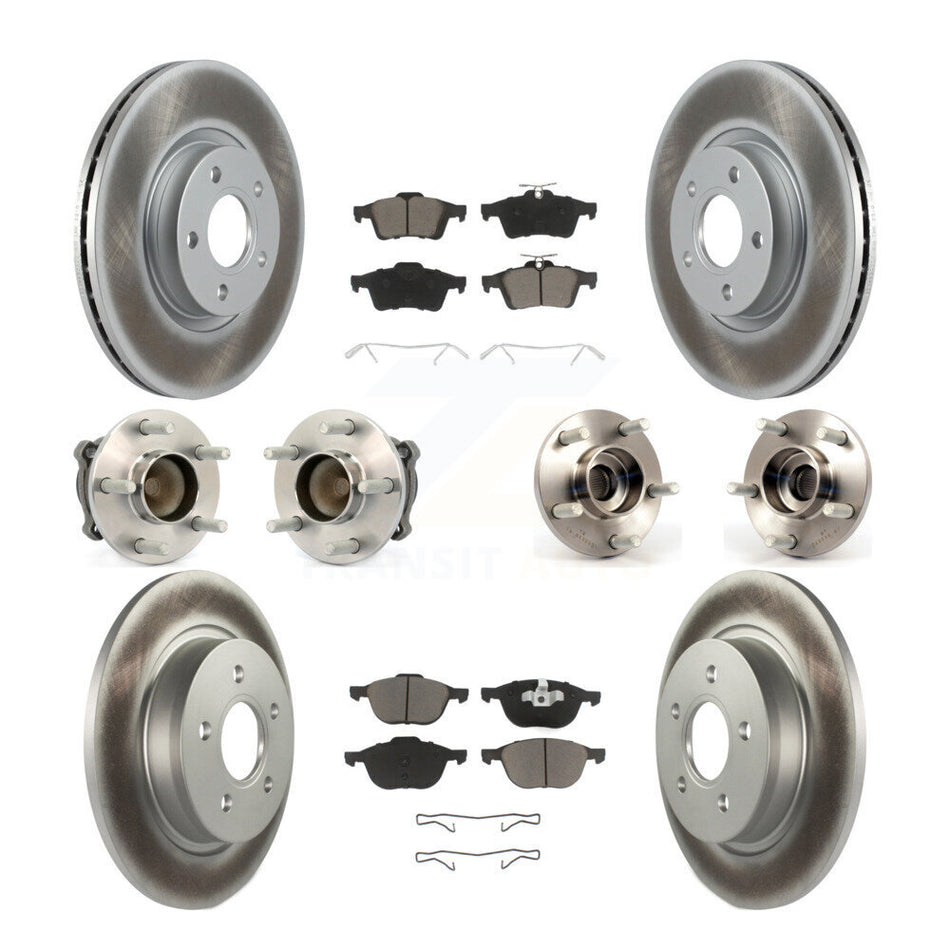 Front Rear Hub Bearings Assembly Coated Disc Brake Rotors And Ceramic Pads Kit (10Pc) For Volvo S40 C70 C30 V50 KBB-120772