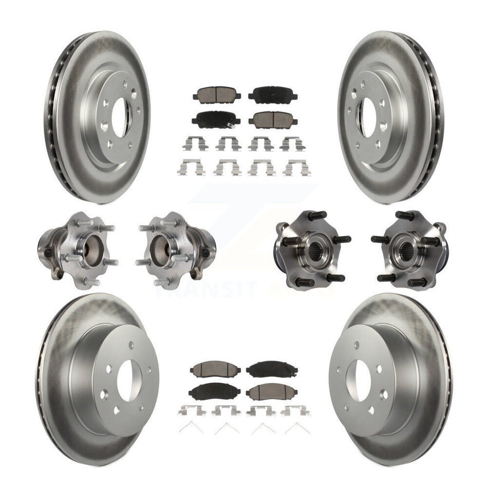 Front Rear Hub Bearings Assembly Coated Disc Brake Rotors And Ceramic Pads Kit (10Pc) For 2015 Nissan LEAF Vehicles Manufactured In Japan KBB-120786