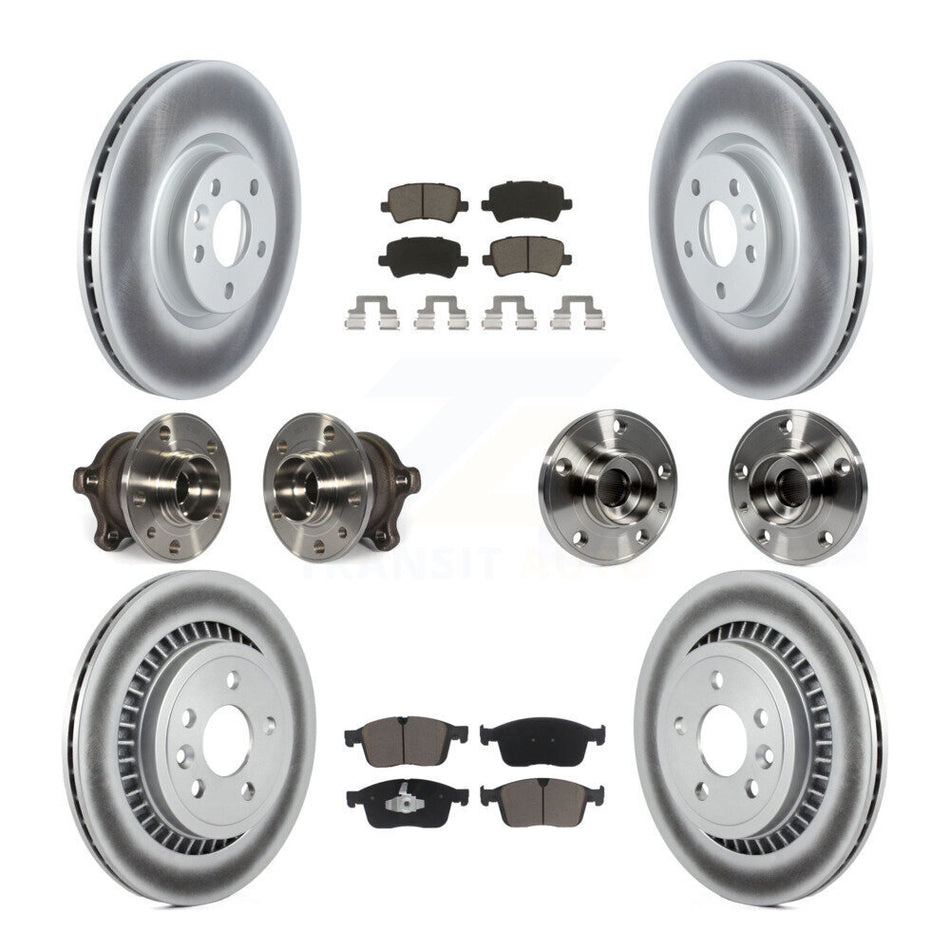 Front Rear Hub Bearings Assembly Coated Disc Brake Rotors And Ceramic Pads Kit (10Pc) For Volvo XC60 AWD KBB-120787