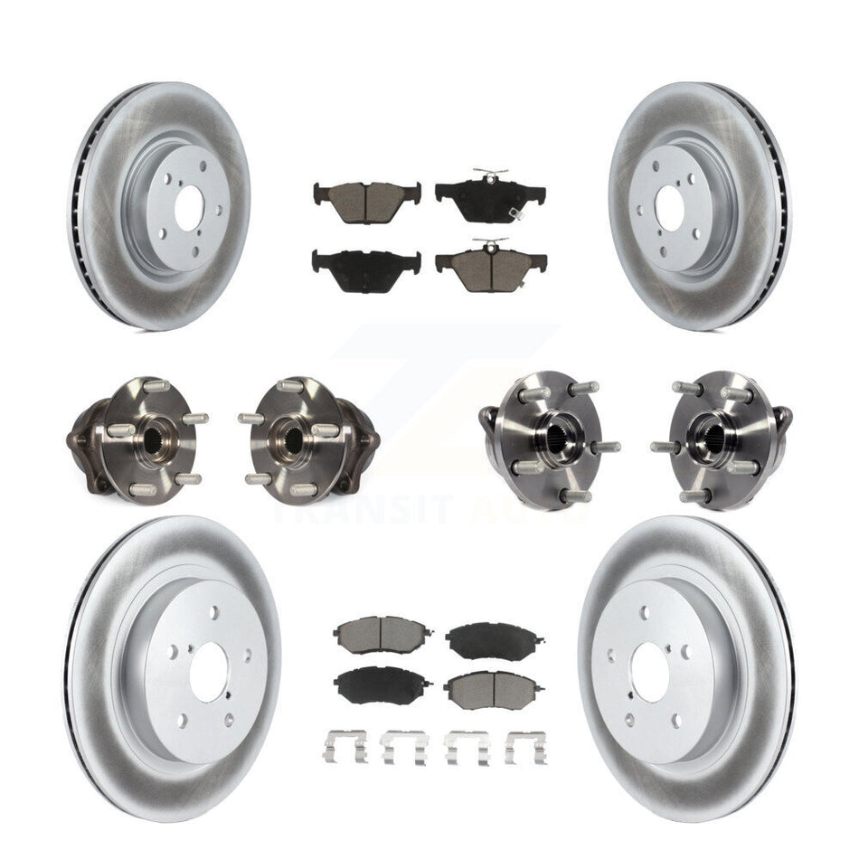 Front Rear Hub Bearings Assembly Coated Disc Brake Rotors And Ceramic Pads Kit (10Pc) For Subaru Outback Legacy WRX KBB-120807