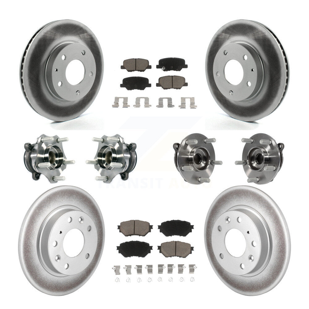 Front Rear Hub Bearings Coated Disc Brake Rotors And Pads Kit (10Pc) For Mazda 3 Sport KBB-120809