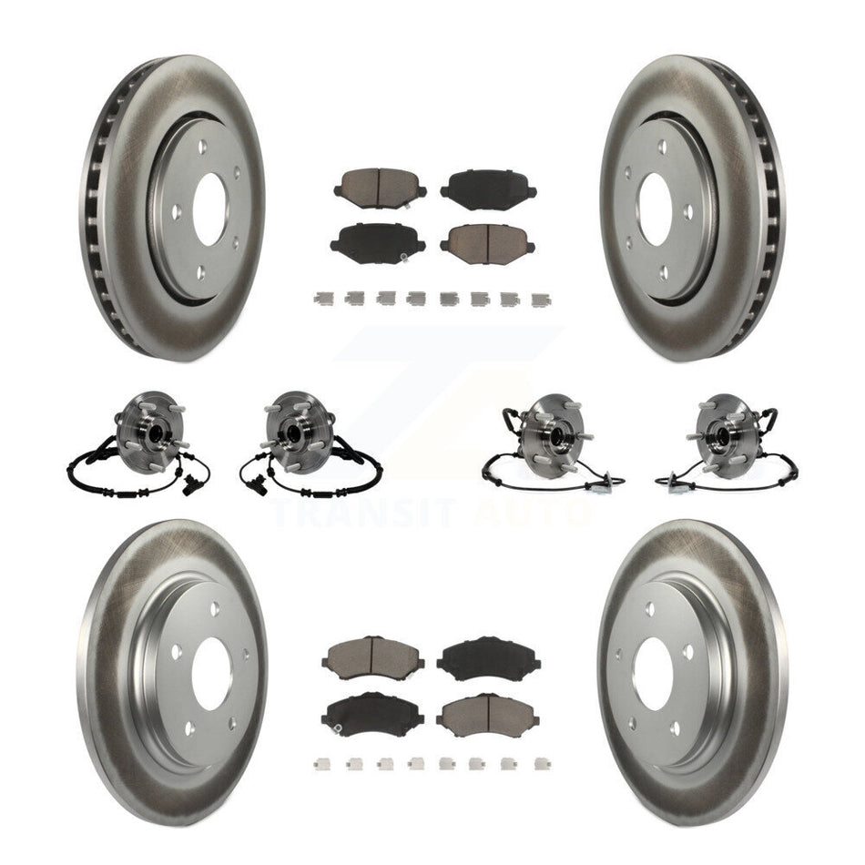 Front Rear Hub Bearings Assembly Coated Disc Brake Rotors And Ceramic Pads Kit (10Pc) For Dodge Grand Caravan Chrysler Town & Country Ram C/V Volkswagen Routan KBB-120819