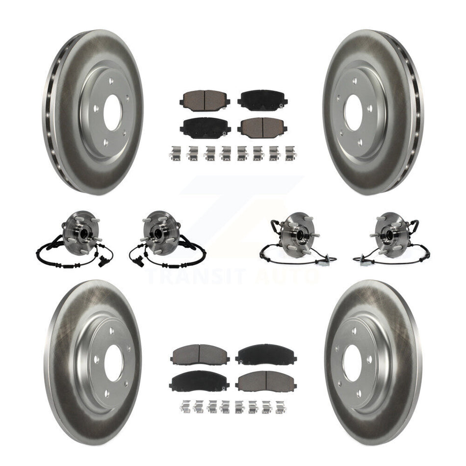 Front Rear Hub Bearings Assembly Coated Disc Brake Rotors And Ceramic Pads Kit (10Pc) For Dodge Grand Caravan Chrysler Town & Country Ram C/V Volkswagen Routan KBB-120820