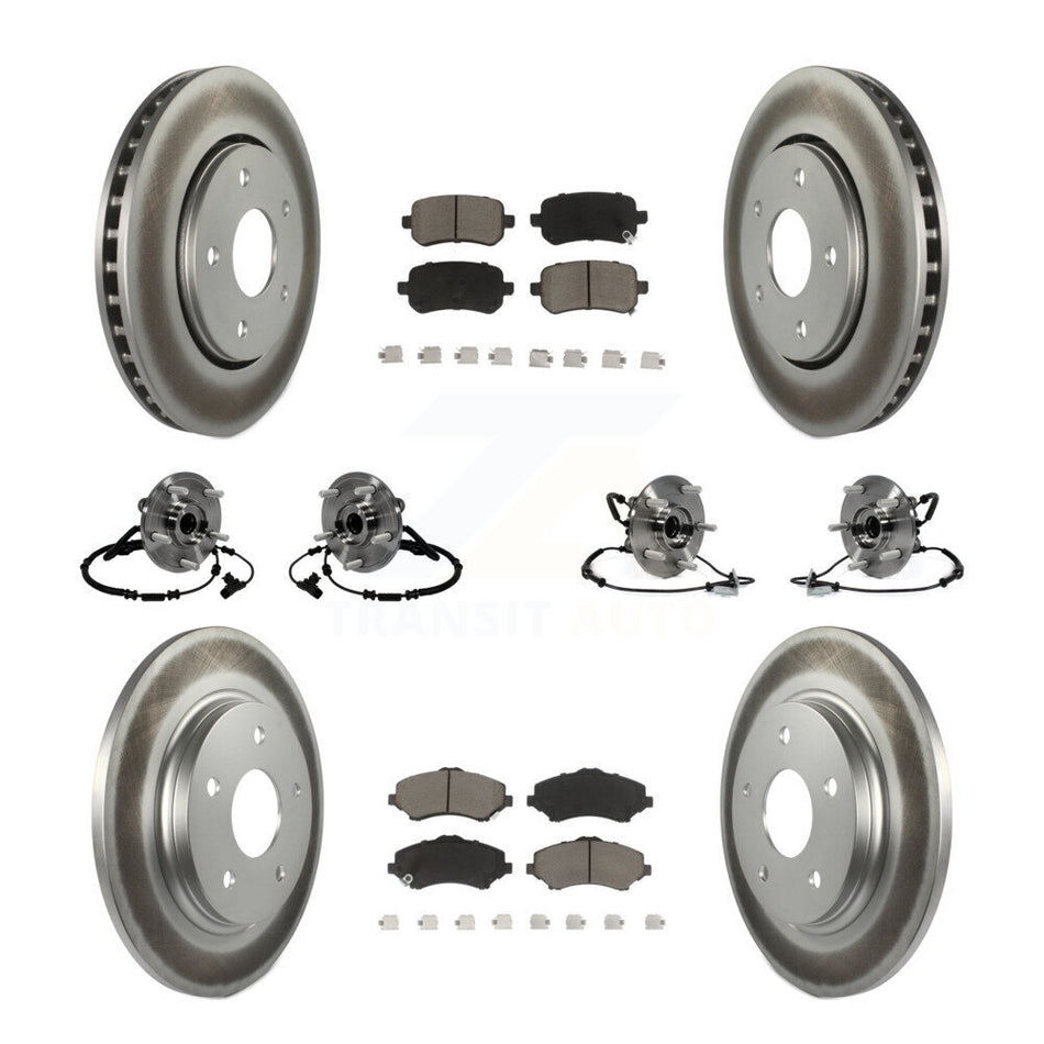 Front Rear Hub Bearing Coated Disc Brake Rotor & Pad Kit (10Pc) For 2012-2012 Dodge Grand Caravan Chrysler Town Country Ram C/V With Single Piston Caliper To 03/23/12 KBB-120824