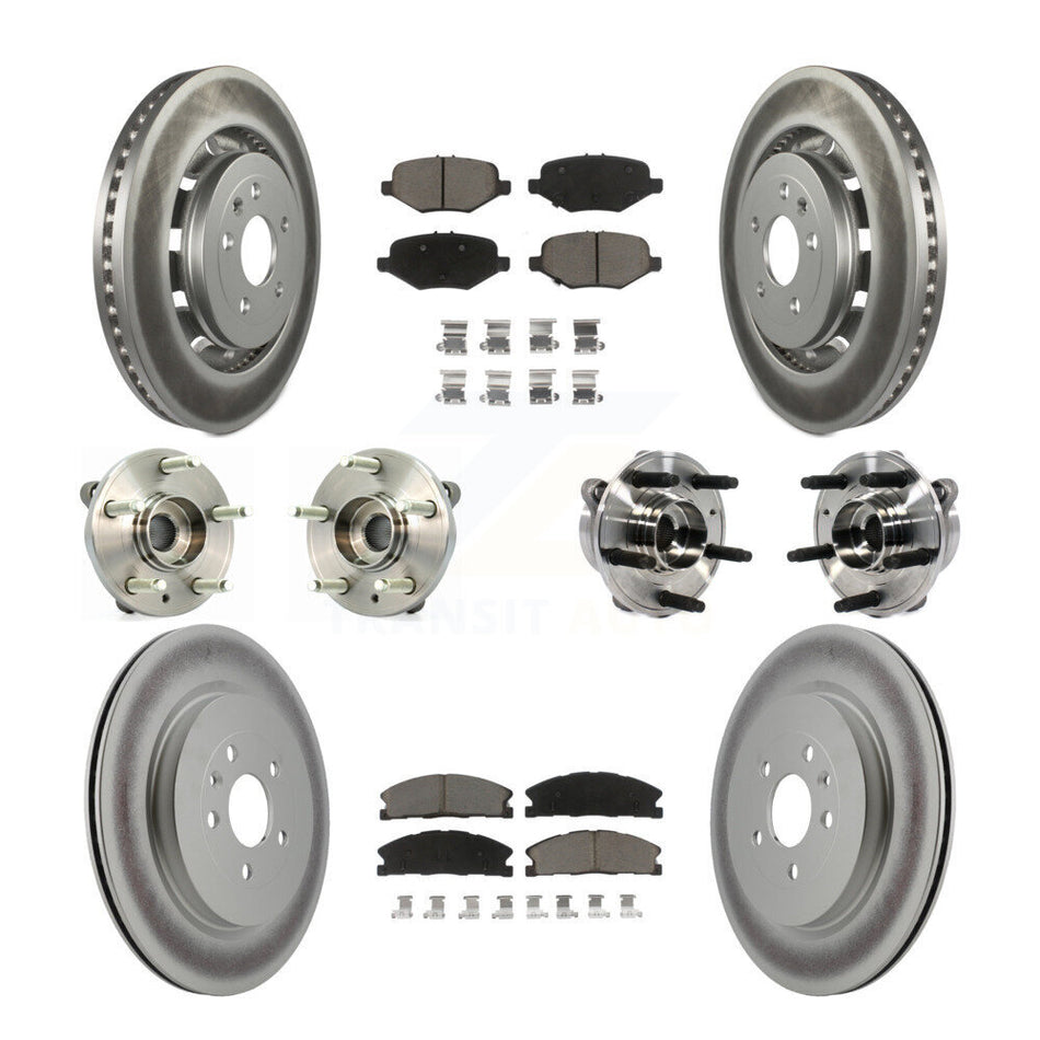 Front Rear Hub Bearings Assembly Coated Disc Brake Rotors And Ceramic Pads Kit (10Pc) For Ford Taurus Police Interceptor Sedan Special Service KBB-120834