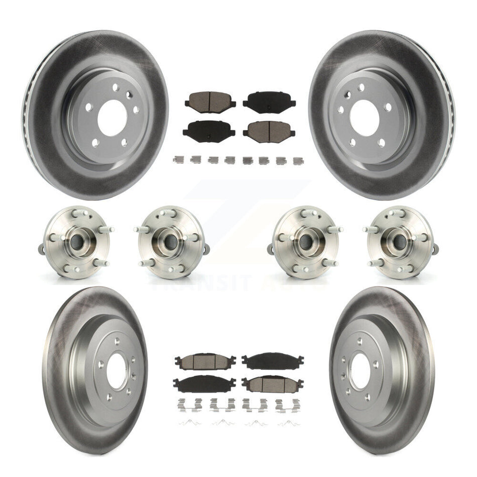 Front Rear Hub Bearings Assembly Coated Disc Brake Rotors And Ceramic Pads Kit (10Pc) For Ford Explorer KBB-120835