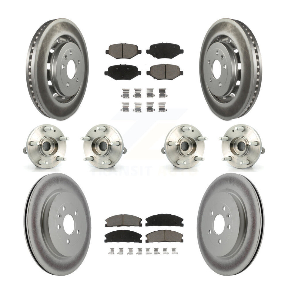 Front Rear Hub Bearings Assembly Coated Disc Brake Rotors And Ceramic Pads Kit (10Pc) For Ford Explorer KBB-120836