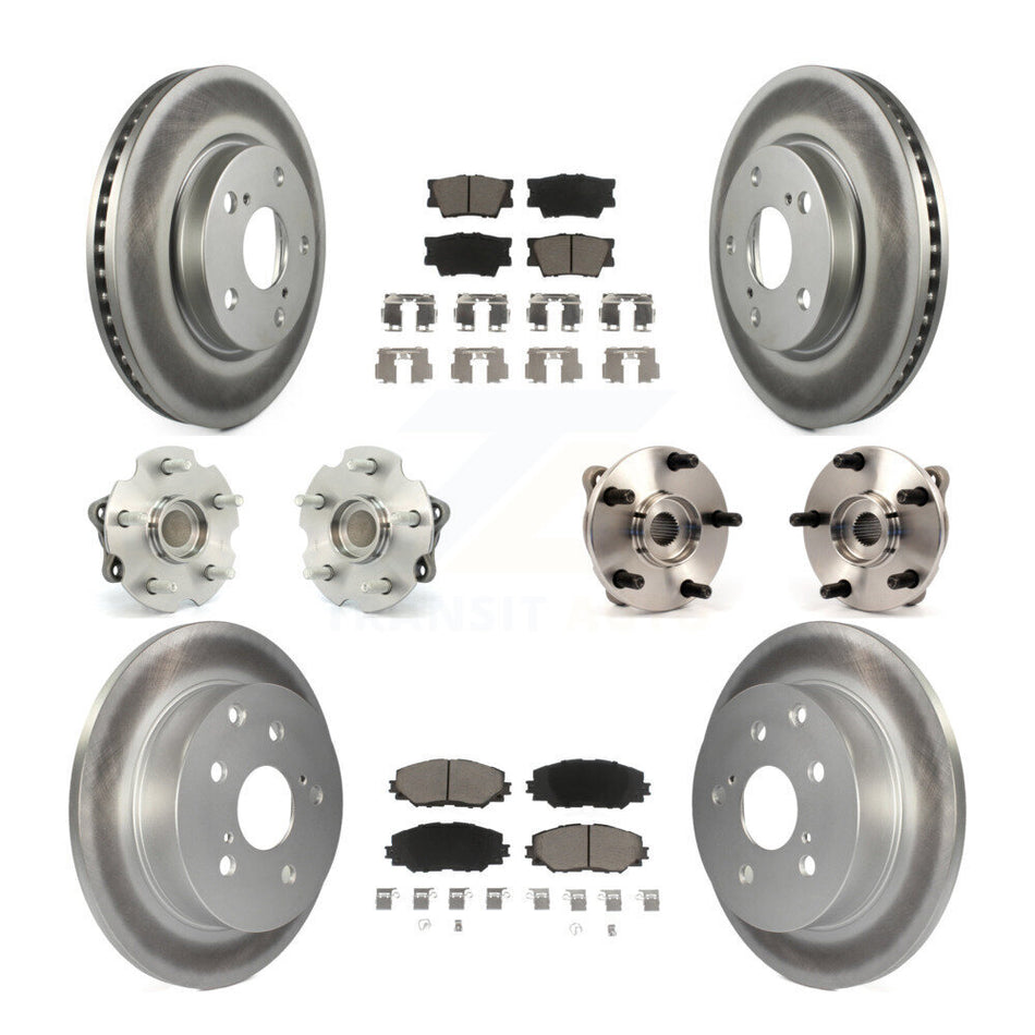 Front Rear Hub Bearings Assembly Coated Disc Brake Rotors And Ceramic Pads Kit (10Pc) For Toyota RAV4 Lexus HS250h KBB-120843