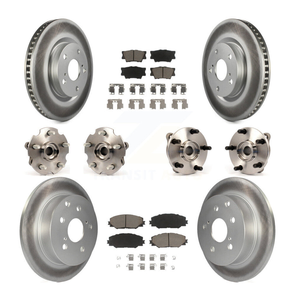 Front Rear Hub Bearings Assembly Coated Disc Brake Rotors And Ceramic Pads Kit (10Pc) For Toyota RAV4 With 3rd Row Seating KBB-120844