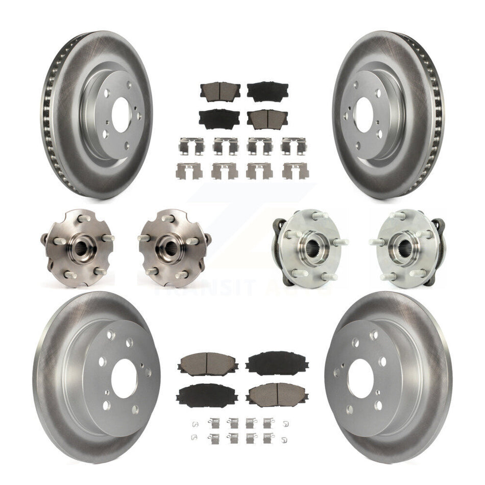 Front Rear Hub Bearings Assembly Coated Disc Brake Rotors And Ceramic Pads Kit (10Pc) For Toyota RAV4 KBB-120846