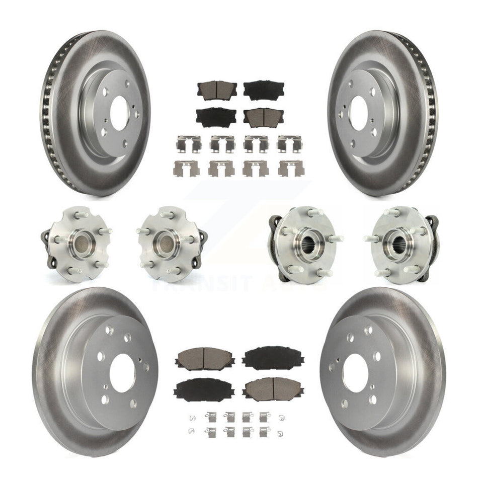 Front Rear Hub Bearings Assembly Coated Disc Brake Rotors And Ceramic Pads Kit (10Pc) For Toyota RAV4 KBB-120847