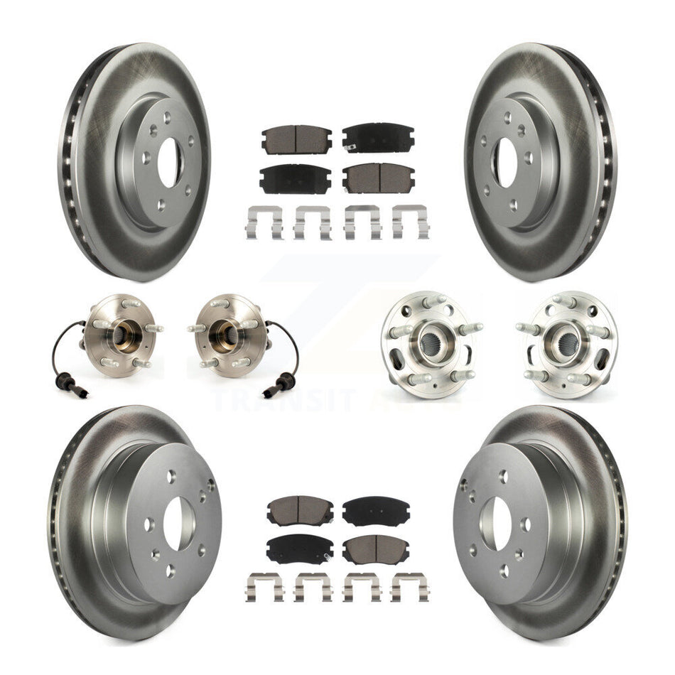 Front Rear Hub Bearings Assembly Coated Disc Brake Rotors And Ceramic Pads Kit (10Pc) For 2010-2017 Chevrolet Equinox GMC Terrain KBB-120852