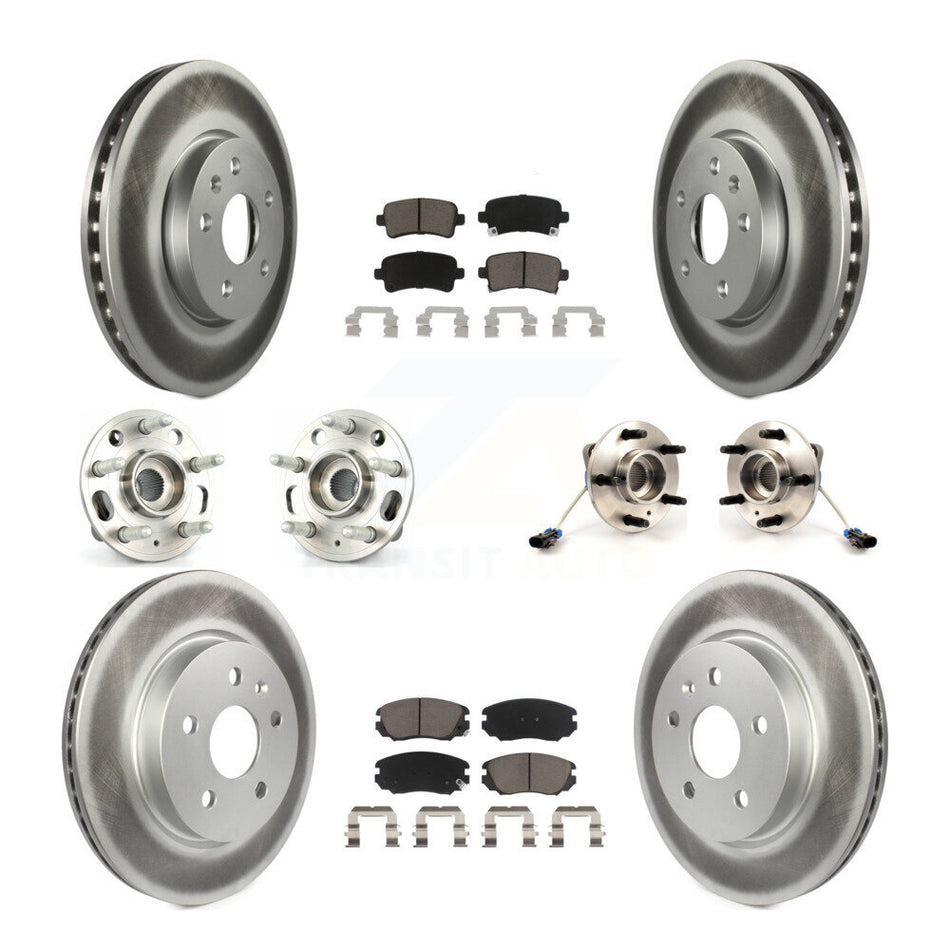 Front Rear Hub Bearings Assembly Coated Disc Brake Rotors And Ceramic Pads Kit (10Pc) For 2010 Buick Allure KBB-120853