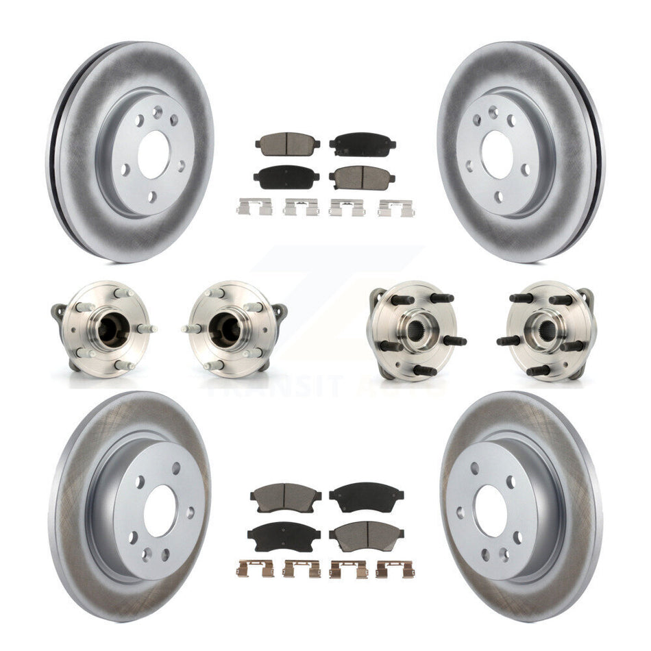 Front Rear Hub Bearings Assembly Coated Disc Brake Rotors And Ceramic Pads Kit (10Pc) For 2011-2012 Chevrolet Cruze KBB-120857